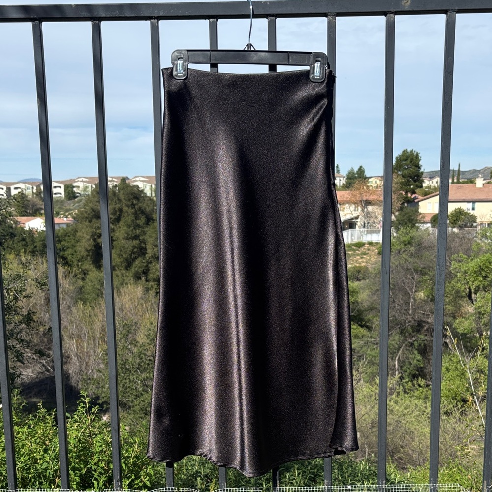 SHEIN Shimmering Black Midi Skirt